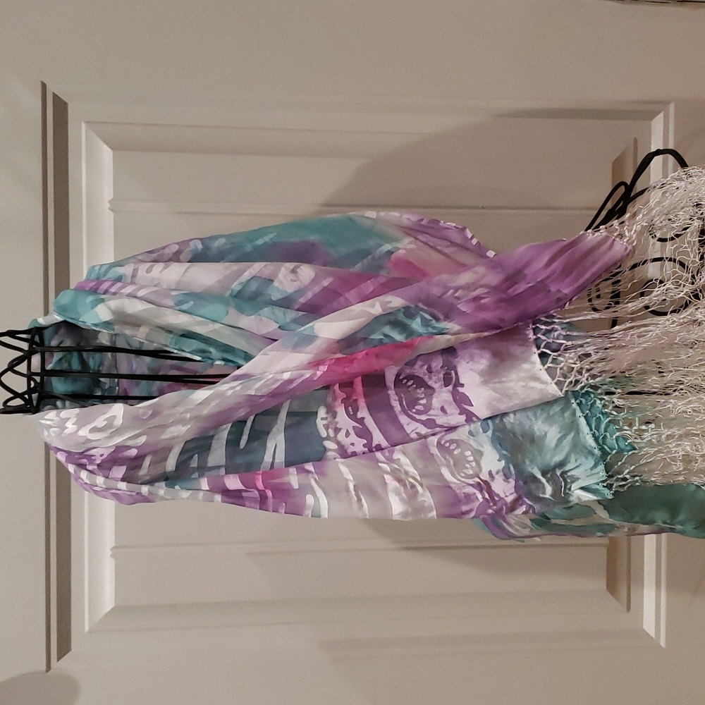 NWT Satin Fringe hand dyed shawl